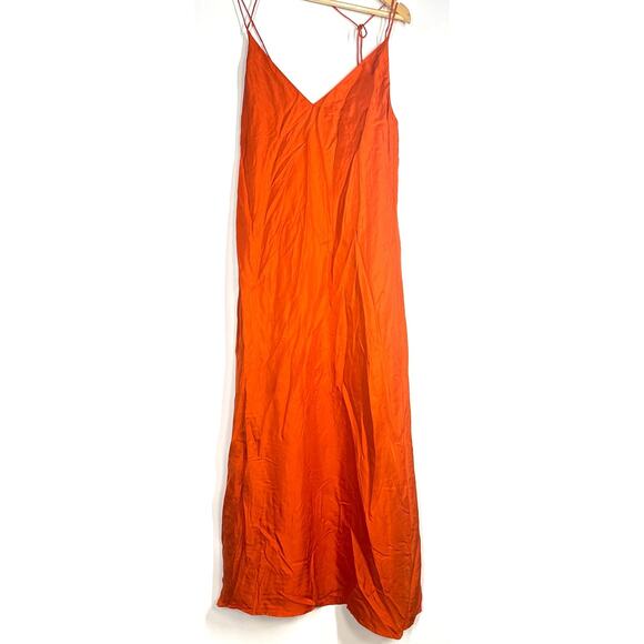Rohe Silk Slip Dress Sleeveless V-Neck Flowy Maxi Cocktail Orange EU 36 US 4 - Picture 2 of 9
